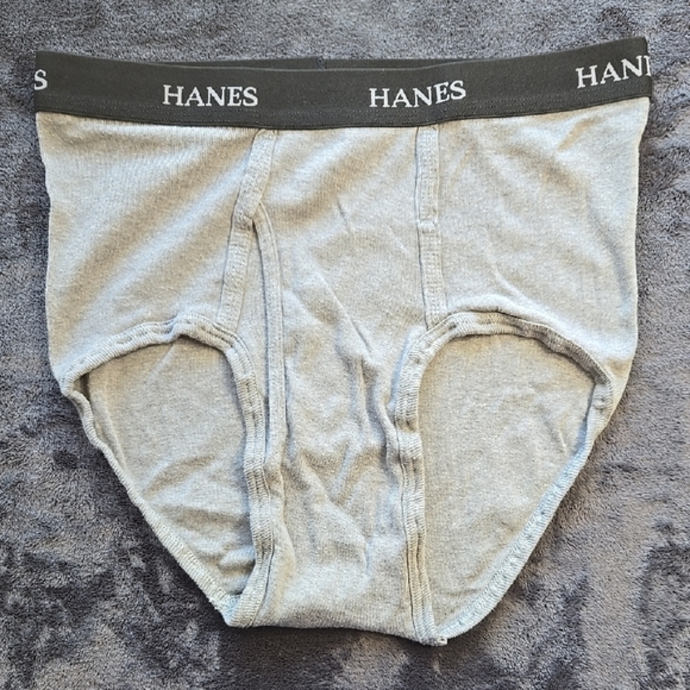Hanes Gray Classic Briefs with Elastic Waistband